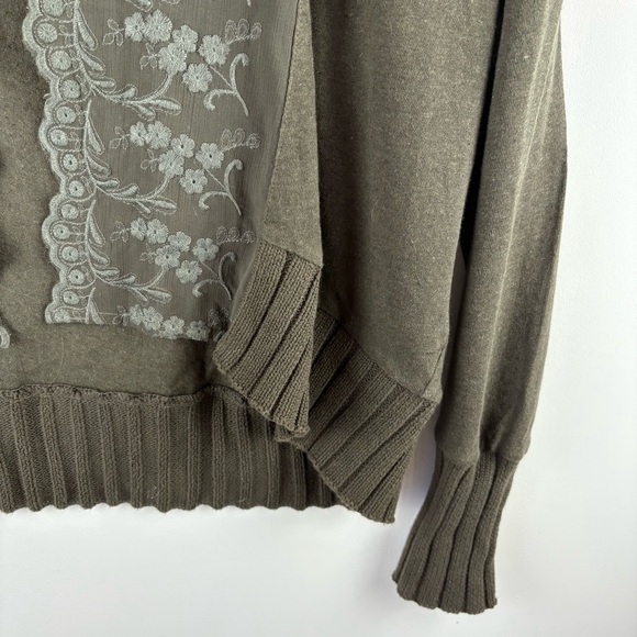 TINY Cardigan Sweater Open Front Rosalie Embroidered Lace Green Size XS - Picture 3 of 6